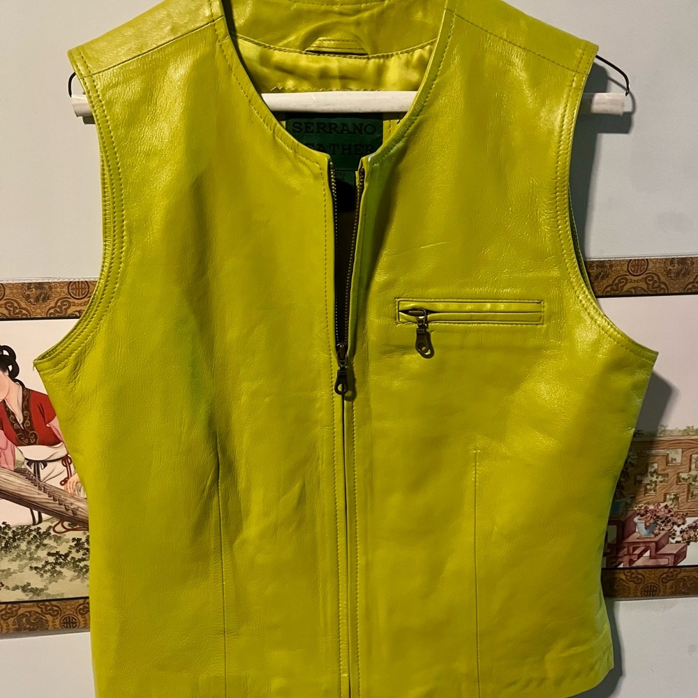 Serrano Women's Leather Vest - Bright Yellow